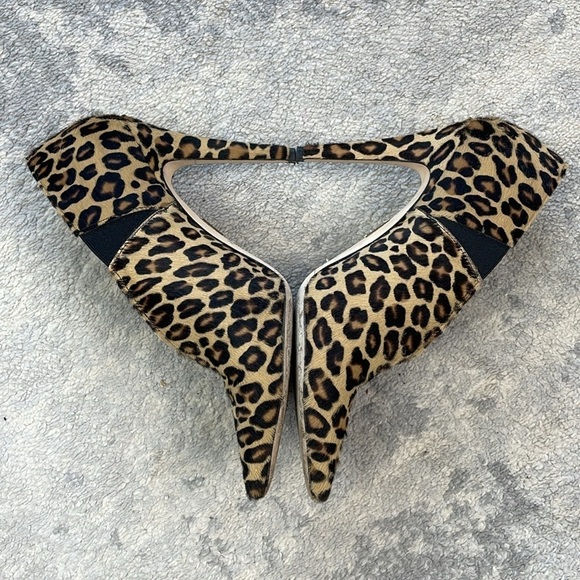 Tamara Mellon League Leopard Animal Print Pointed Toe Booties Heels Sz 37 - Picture 9 of 14